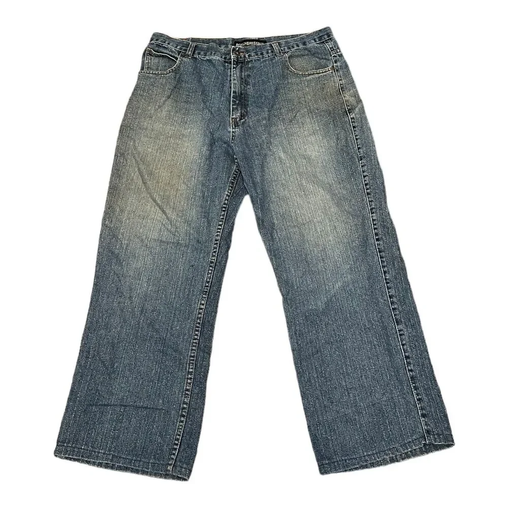 Ron Chereskin Mens Regular Fit Blue Denim Jeans 35x25 High Rise Classic Casual